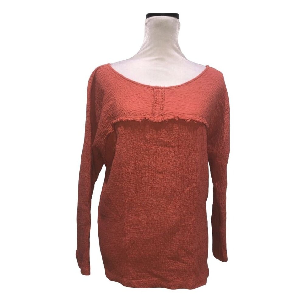 Anthropologie Saturday Sunday Aurelia Top Orange Pink XS Womens Cotton Textured